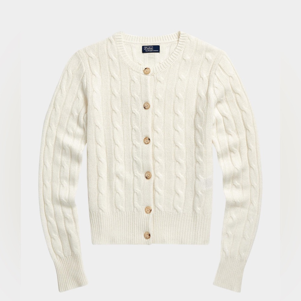 Polo Ralph Lauren: Women’s Cable-Knit Cashmere Crewneck Cardigan size small - Picture 2 of 11